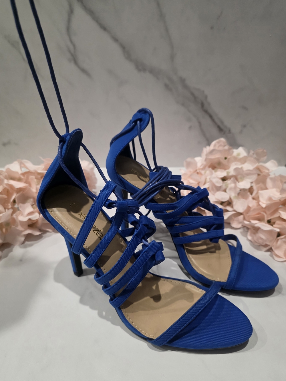 Shoe Dazzle - Cobalt Blue Strappy Lace-Up High Heels